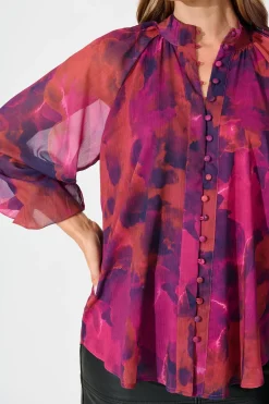 Discount Melina Top in Purple Watercolour Chiffon Tops|Party & Occasion