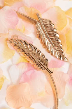 Clearance Melissa Leaf Stretch Belt In Gold Belts|Wedding Guest