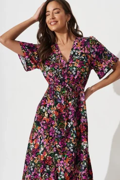 Discount Melody Midi Dress In Black Multi Floral Dresses|Casual