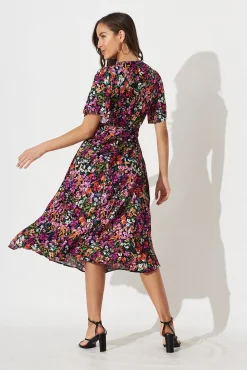 Discount Melody Midi Dress In Black Multi Floral Dresses|Casual
