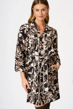 Clearance Melrose Shirt Dress in Black Multi Dresses|Casual
