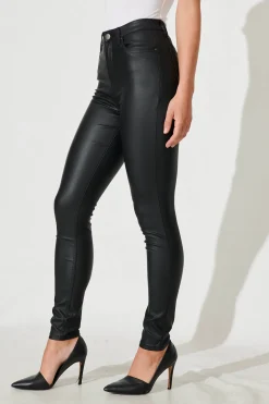 Clearance Merley Skinny Pants In Black Leatherette Bottoms|Pants