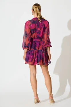 Hot Mica Dress in Purple Watercolour Chiffon Dresses|Party