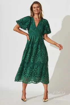 New Millie Lace Maxi Dress In Emerald Dresses|Formal
