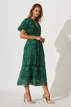 New Millie Lace Maxi Dress In Emerald Dresses|Formal