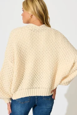 New Mira Knit Cardigan in Cream Wool Blend Knitwear|Knitwear