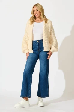 New Mira Knit Cardigan in Cream Wool Blend Knitwear|Knitwear
