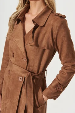 Outlet Mirage Trench Coat In Tan Suedette Outerwear|Outerwear