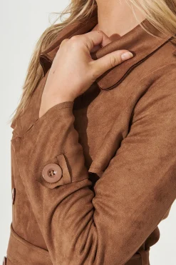 Outlet Mirage Trench Coat In Tan Suedette Outerwear|Outerwear