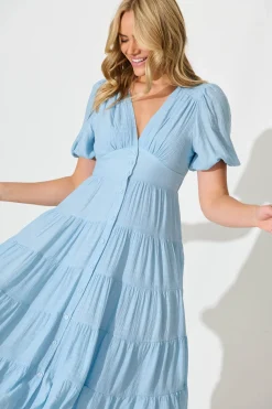 Outlet Modica Midi Dress In Pale Blue Dresses|Casual