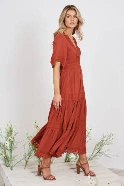 New Mona Maxi Dress In Rust Dresses|Casual
