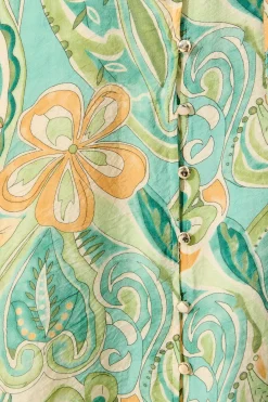 Hot Mystic Mirage Midi Shirt Dress in Multi Green Print Dresses|Party
