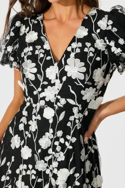 Best Nashira Maxi Dress in Black and White Embroidered Tulle Dresses|Party