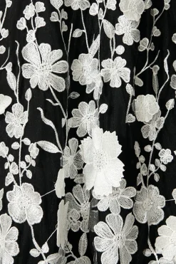 Best Nashira Maxi Dress in Black and White Embroidered Tulle Dresses|Party