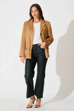 Discount Natalie High Rise Straight Leg Pant in Black Wet Look Bottoms