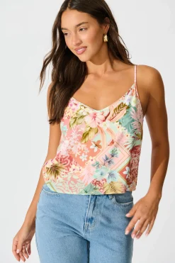 Fashion Negroni Cami Top in Tropical Patchwork Print Tops|Casual
