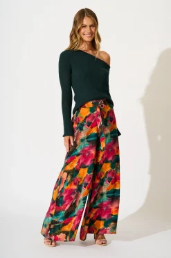 Fashion Nerida Off Shoulder Knit Top in Emerald Tops|Knitwear