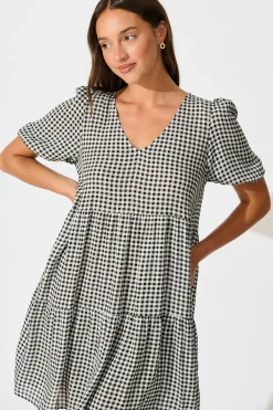 Fashion Neveen Smock Dress in Black Gingham Dresses|Casual