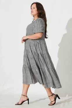 Sale Nevi Midi Smock Dress In Black And White Gingham Dresses|Casual