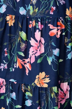 New Newmoon Maxi Skirt In Navy With Multi Floral Print Bottoms|Skirts & Shorts