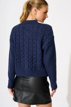 New Newport Knit Cardigan in Navy Knitwear|Knitwear