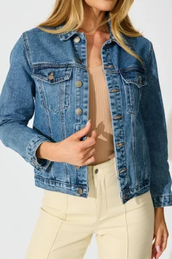 Hot No Doubts Denim Jacket in Mid Blue Wash Denim|Denim