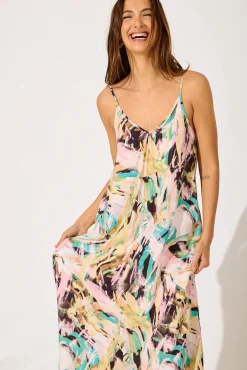 Clearance No Scrubs Maxi Dress In Multi Brushstroke Print Dresses|Casual
