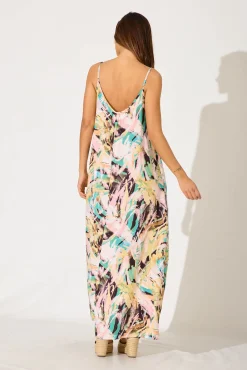 Clearance No Scrubs Maxi Dress In Multi Brushstroke Print Dresses|Casual