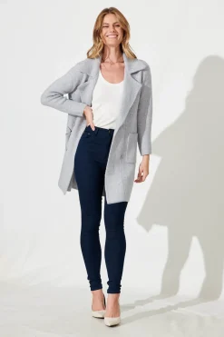 Outlet Nordic Knit Coatigan In Grey Wool Blend Knitwear|Knitwear