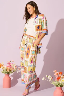Discount Oasis Shirt in Cream with Multi Conversational Print Tops|Party & Occasion