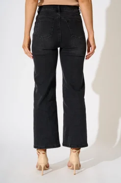 Online Ocean Road High Rise Wide Leg Jean in Black Denim Bottoms|Denim