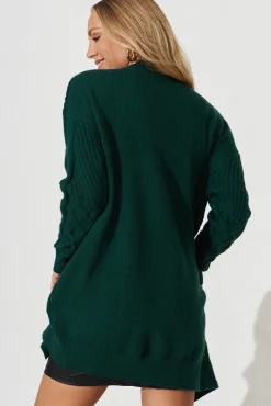Sale Okina Knit Cardigan In Emerald Wool Blend Knitwear|Knitwear