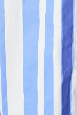 Online Olvera Midi Shirt Dress in Blue Stripe Cotton Dresses|Casual
