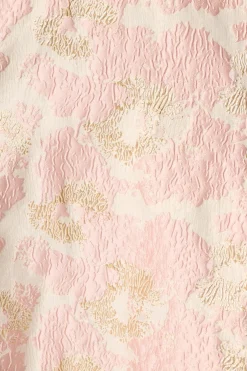Sale Opulence Midi Dress in Blush with Gold Jacquard Dresses|Party