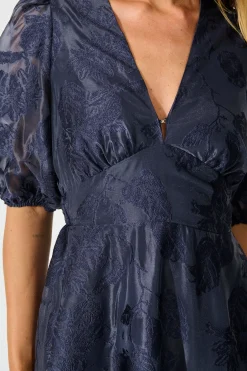 New Opulence Midi Dress in Navy Floral Organza Dresses|Party