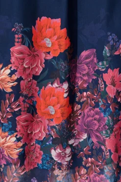 Outlet Orchid Trace Midi Dress in Navy Floral Cotton Blend Dresses|Party