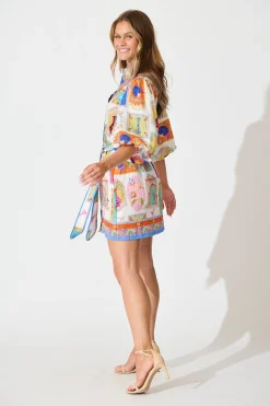 Sale Oriella Shirt Dress in Cream with Multi Conversational Print Dresses|Casual