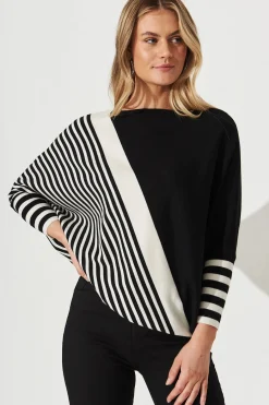 Best Orphelia Knit In Black And Cream Stripe Knitwear|Knitwear