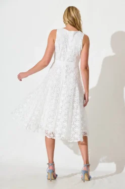 Outlet Osment Midi Dress In White Floral Embroidered Tulle Dresses|Party