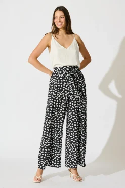 Best Page Pants in Black and White Leaf Bottoms|Pants