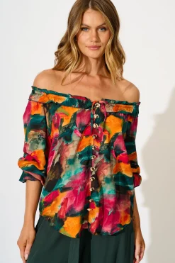 Online Painted Allure Top in Multi Watercolour Print Tops|Casual