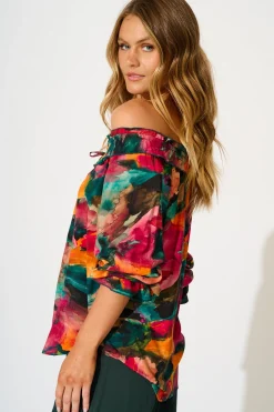 Online Painted Allure Top in Multi Watercolour Print Tops|Casual