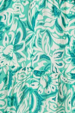 Fashion Palm Springs Midi Dress in Green and White Print Dresses|Casual