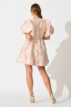 Outlet Paris Dreamer Dress in Blush with Gold Jacquard Dresses|Party