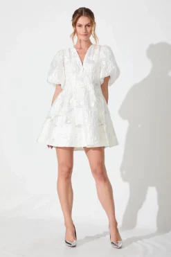 Clearance Paris Dreamer Dress In White Floral Organza Burnout Dresses|Party