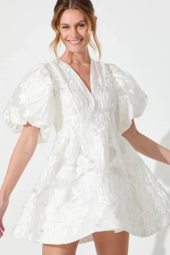 Clearance Paris Dreamer Dress In White Floral Organza Burnout Dresses|Party