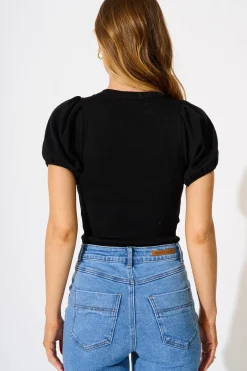 Outlet Perfect Harmony Knit Top in Black Tops