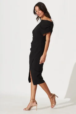 Online Phoenix Off Shoulder Midi Dress In Black Dresses|Party