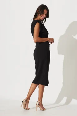 Online Phoenix Off Shoulder Midi Dress In Black Dresses|Party