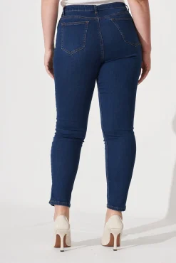 Clearance Piper High Rise Skinny Jean In Dark Blue Denim Bottoms